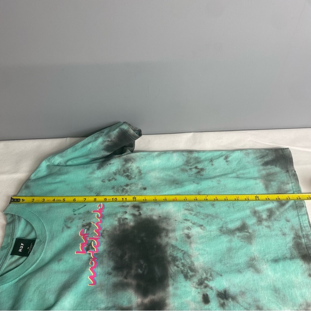 HUF Teal Tie-Dye Short Sleeve Tee with Pink Logo - Picture 11 of 14